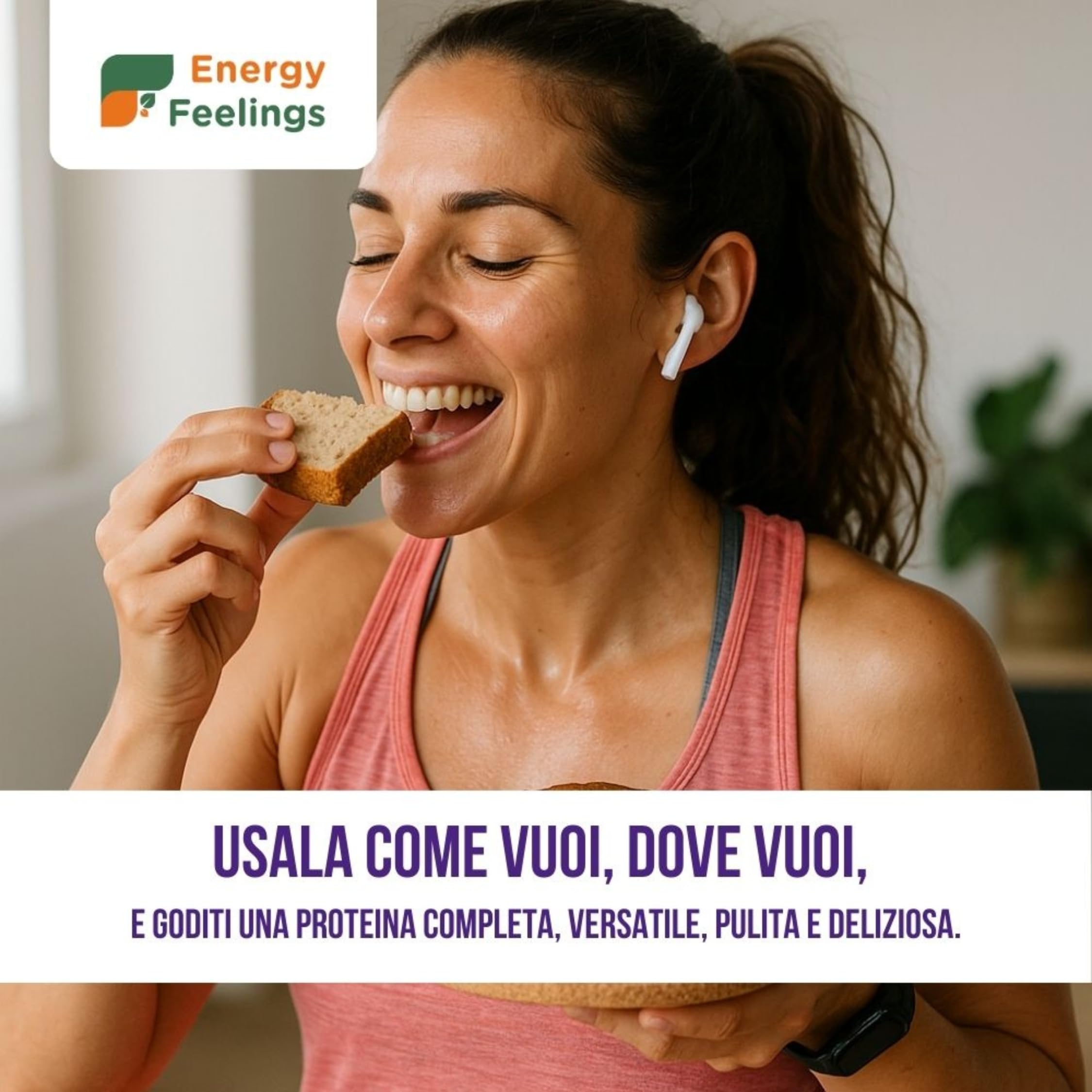 Energy Feelings Proteine in Polvere Vegane di Lievito Nutrizionale 1kg, Proteine Vegetali in Polvere Senza Lattosio e Glutine 82%, Per l’Aumento della Massa Muscolare, Gusto Neutro Senza Aroma