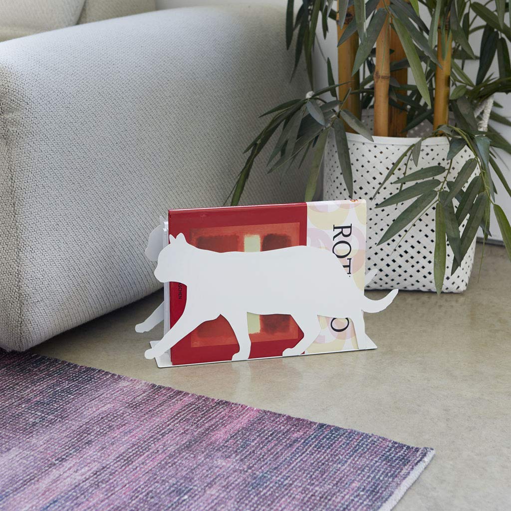 Balvi Porte-revues Feline Couleur blanc Pratique et décoratif en forme de chat Fer 21,5 cm
