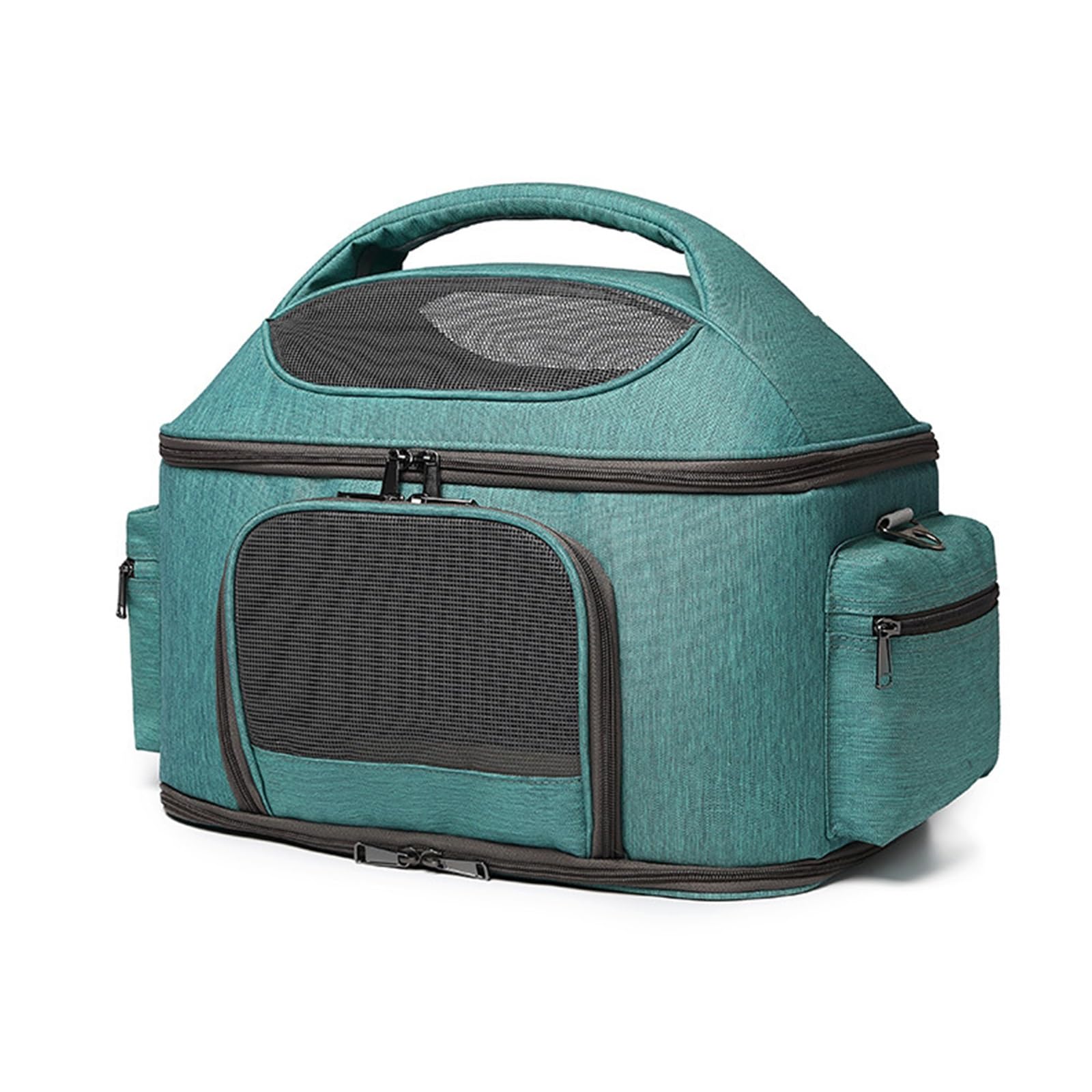 Transportín para Gatos Blando Plegable Antifugas Ventilado Correa Ajustable para Coche/Veterinario/Viaje para Gatos/Perros de hasta 22 Libras(Green)