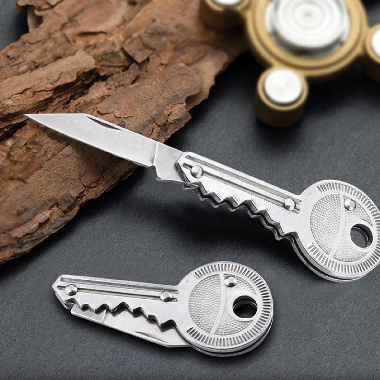 2PCS Schlüsselmesser,Mini Messer Taschenmesser,Klappmesser,Brieföffner in Schlüsselform Paketmesser,Edelstahl Key Knife Schlüsselbund Messer für Outdoor,Kleine Geschenke für Männer Frauen