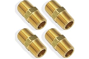 4pcs 1/4" NPT Male Thread Brass Pipe Hose Fitting Straight Hex Nipple Fast Coupler