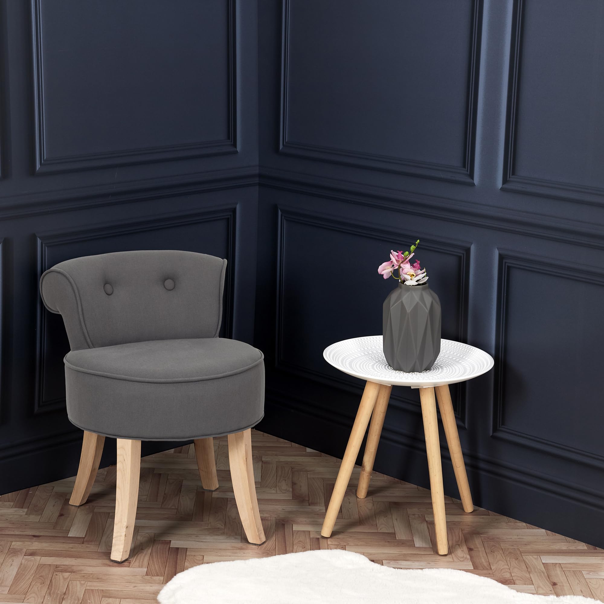 HOME DECO FACTORY Sedia Eleonor Con Sedile Imbottito - Grigio - 49x59x47 Cm - Stile Classico - 3