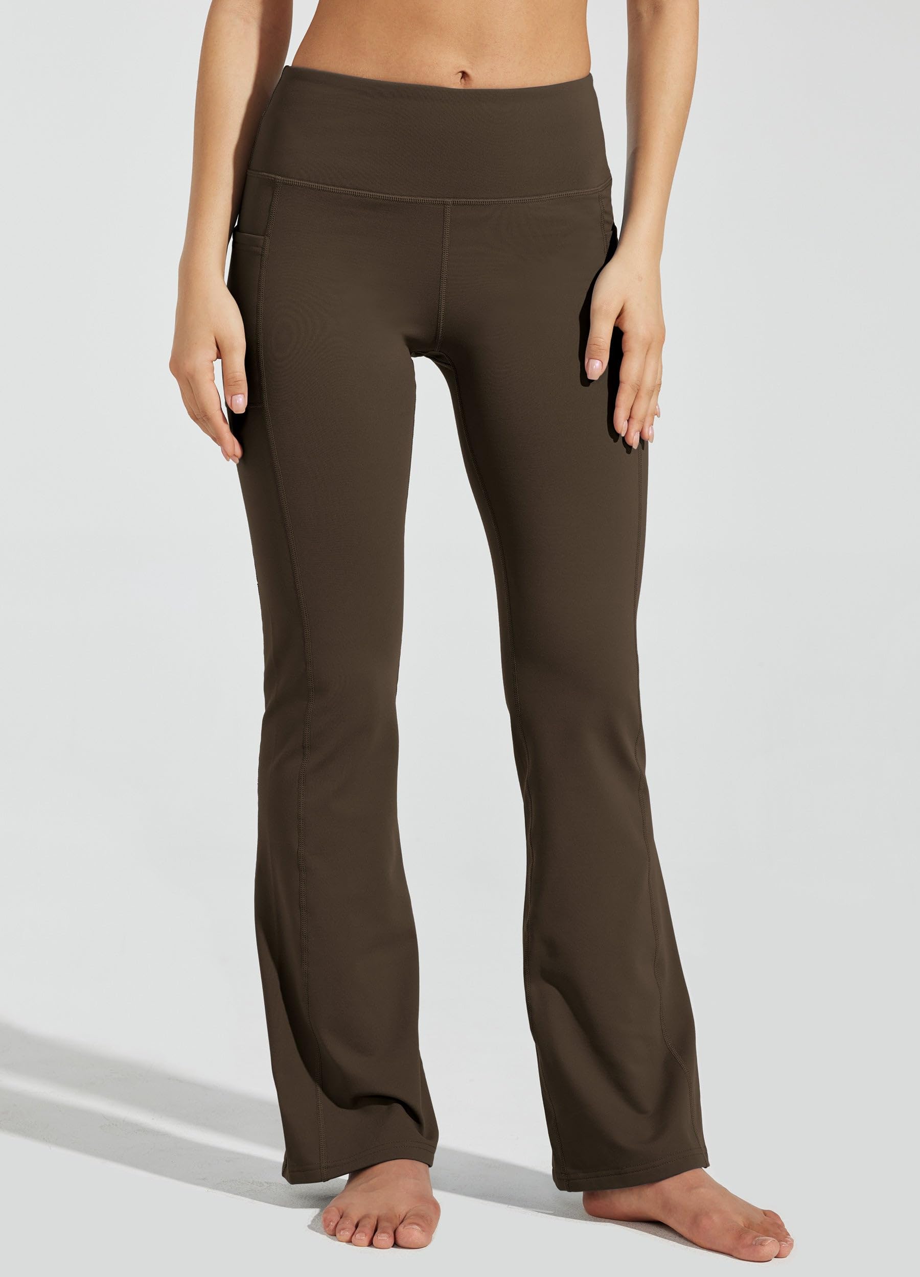 Willit Pantalon de yoga doublé en polaire pour femme - Pantalon d'hiver thermique taille haute - Résistant à l'eau