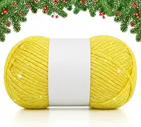 Timgle Fio brilhante de 50 g para crochê e tricô; fio de 70 m para iniciantes com pontos fáceis de ver bonecas, cachecóis, bolsas, almofadas (amarelo)