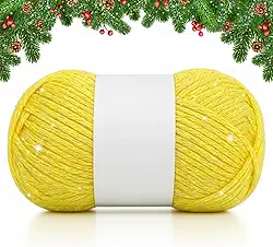 Timgle Fio brilhante de 50 g para crochê e tricô; fio de 70 m para iniciantes com pontos fáceis de ver bonecas, cachecóis, bolsas, almofadas (amarelo)
