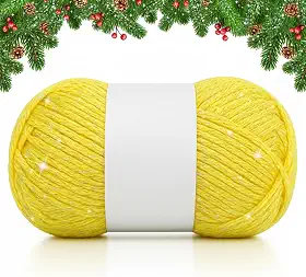Timgle Fio brilhante de 50 g para crochê e tricô; fio de 70 m para iniciantes com pontos fáceis de ver bonecas, cachecóis, bolsas, almofadas (amarelo)