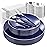 KIRE 175Pcs Blue Plastic Plates with Silver Rim & Disposable Silverware with Blue Handle & Silver-rim Cups & Hand Napkin & Plastic Dinnerware for Hanukkah/Parties/Wedding