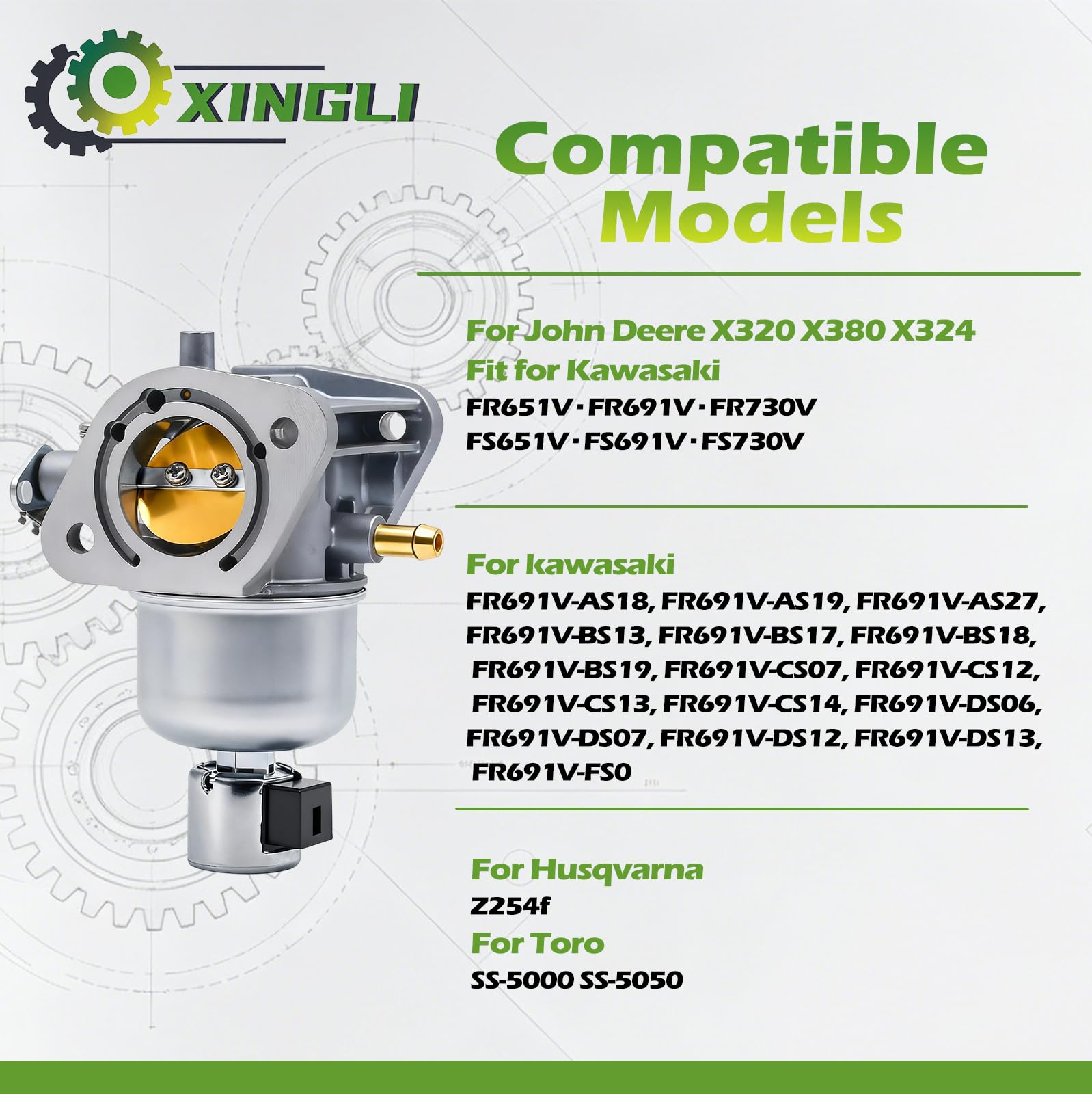 15004-0985 Gaźnik kosiarki pasuje do Kawasaki FR651V FS651V FR691V FS691V 15004-0986 15004-0828 15004-0829
