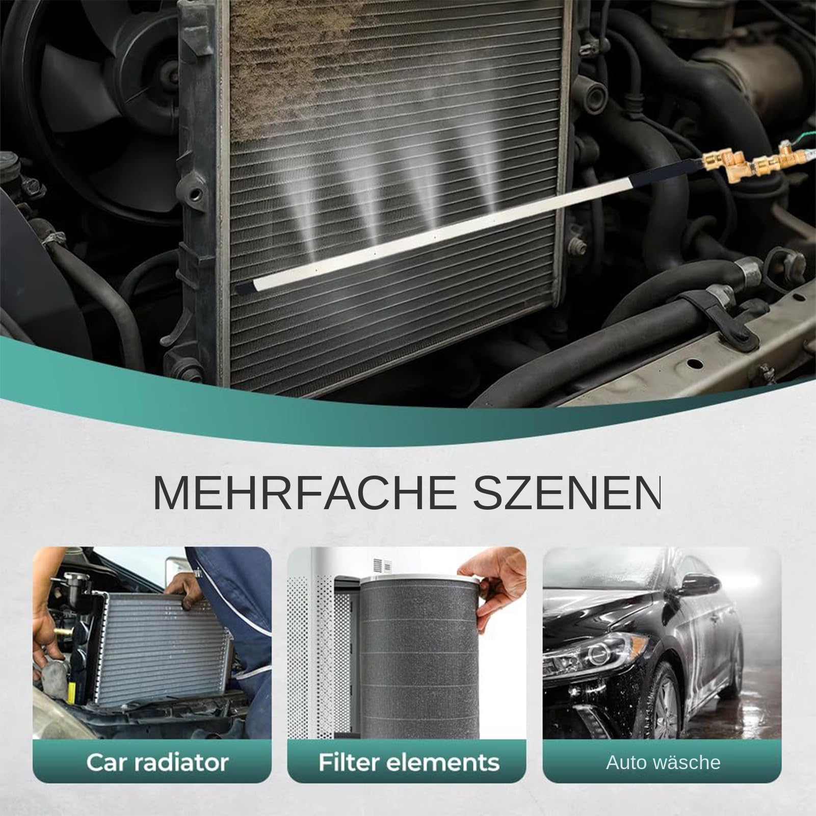 Heizkörper Reinigungsstab - 24 Zoll 310 Bar Heizkörperreiniger mit Luftanschluss,Hochdruckreiniger Zubehör für Garage Werkstatt