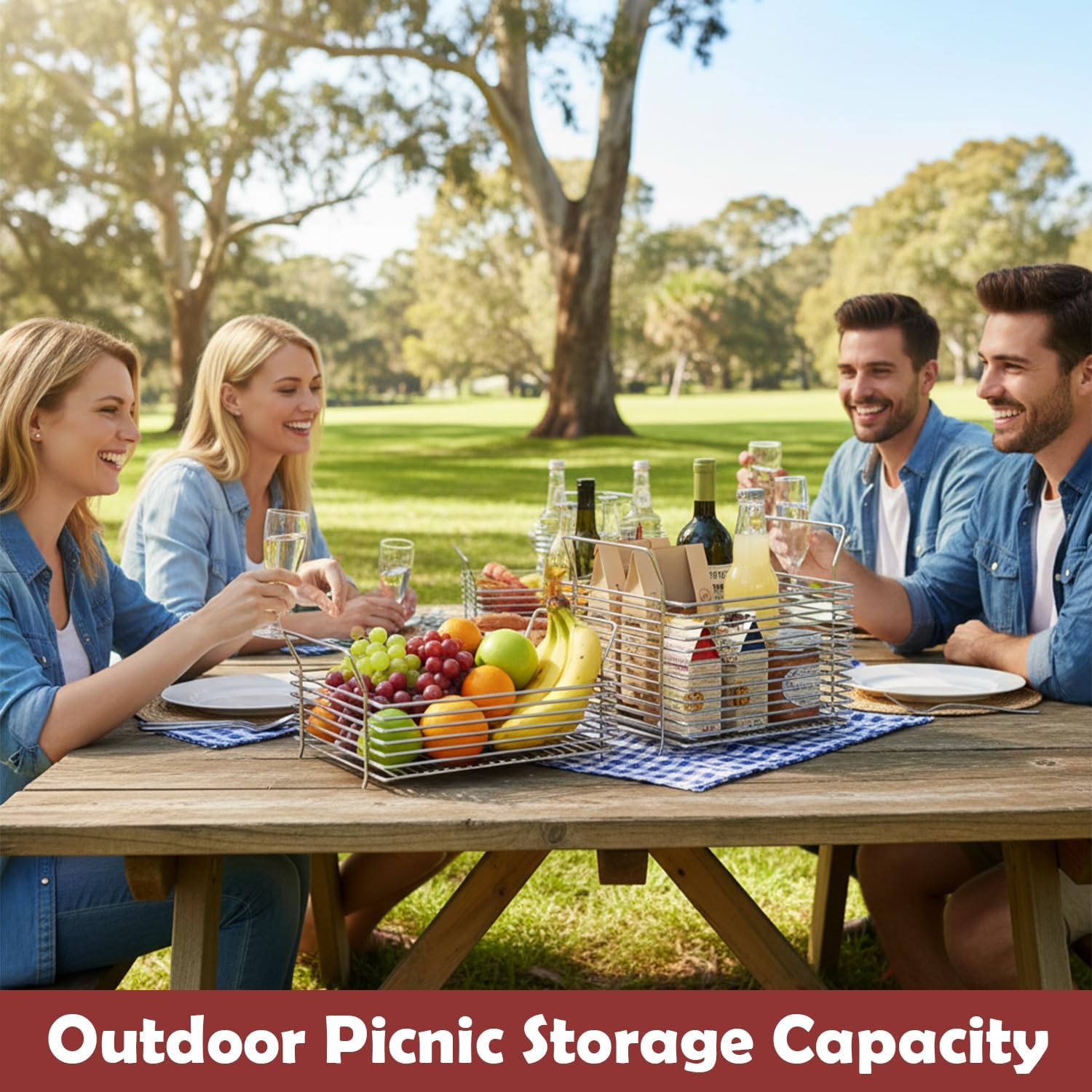 2 Tier Fruit Basket for Kitchen, Stainless Steel Fruit Vegetable Basket Organizer Wire Fruit Bowl, Counter Stackable Storage Basket for Fruits, Vegetables, Snacks, Bread