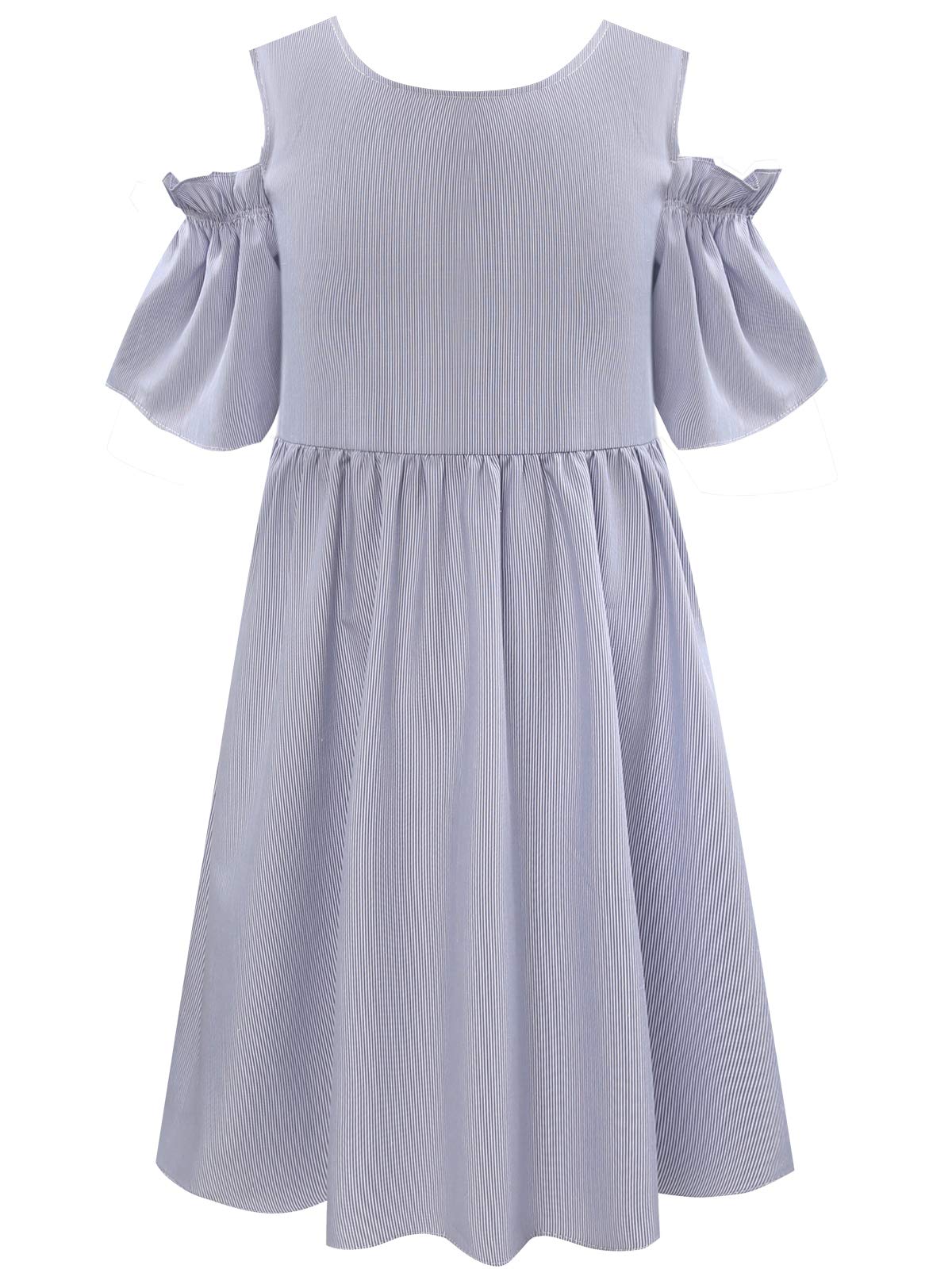 BONNY BILLY Vestido Niña Hombros Descubiertos Casual Fiesta Playa Algodón Verano con Mangas