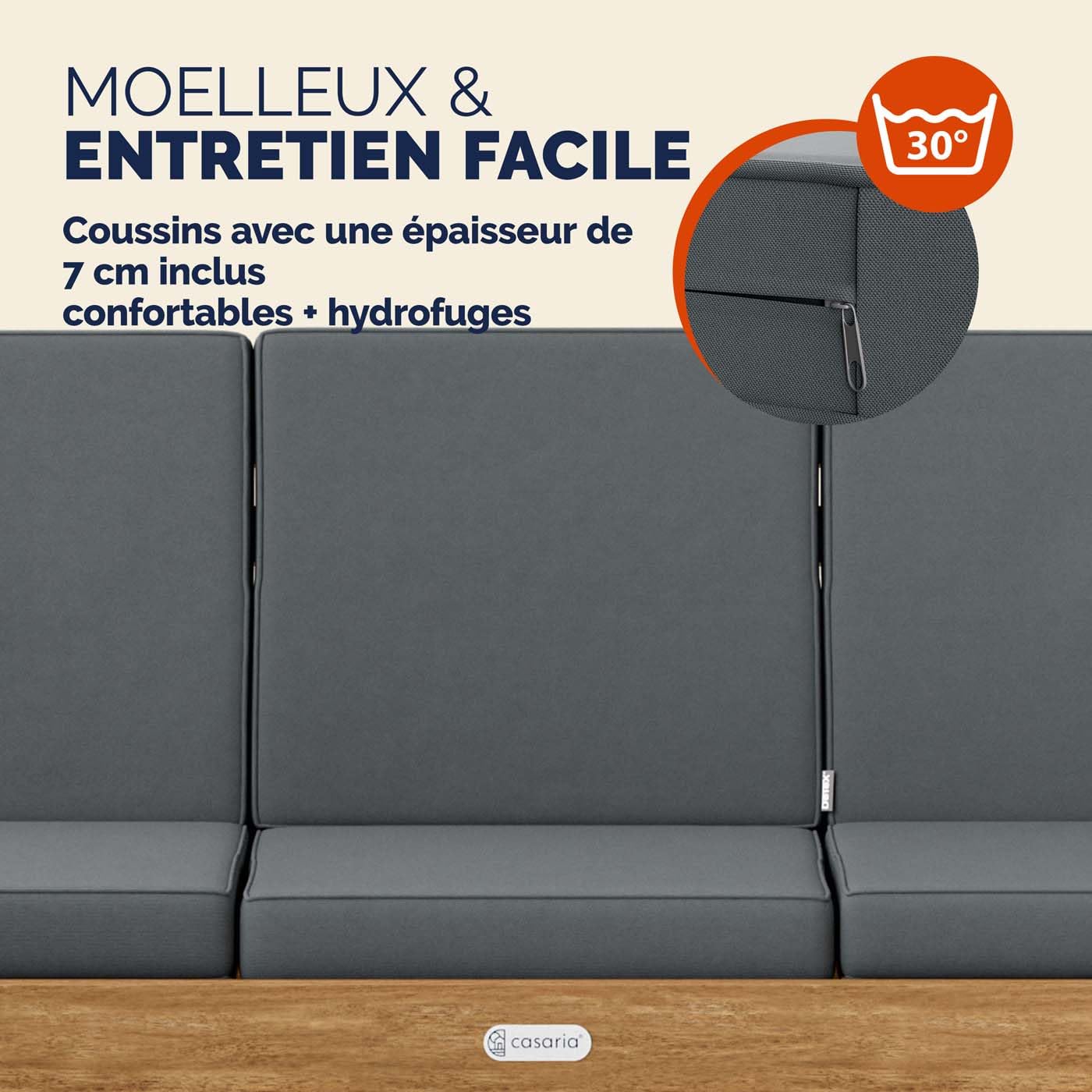 Casaria® Banc de Jardin en Bois avec Table 200x50cm résistant aux intempéries Pliable 3 Places Jardin Balcon Bain de Soleil