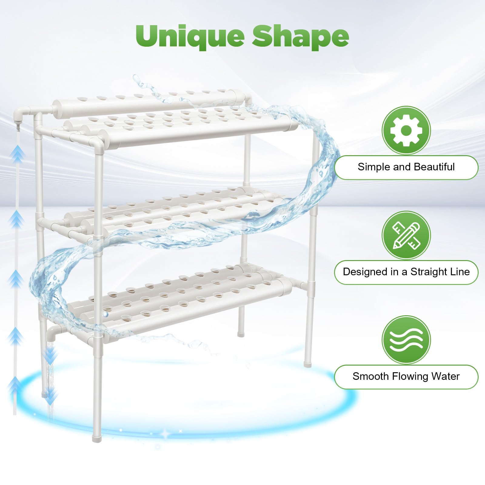 3 strati, 90 siti vegetali, 10 tubi, idroponico, kit per la coltivazione di piante vegetali, sistema idroponico, sistema operativo da giardino, in PVC