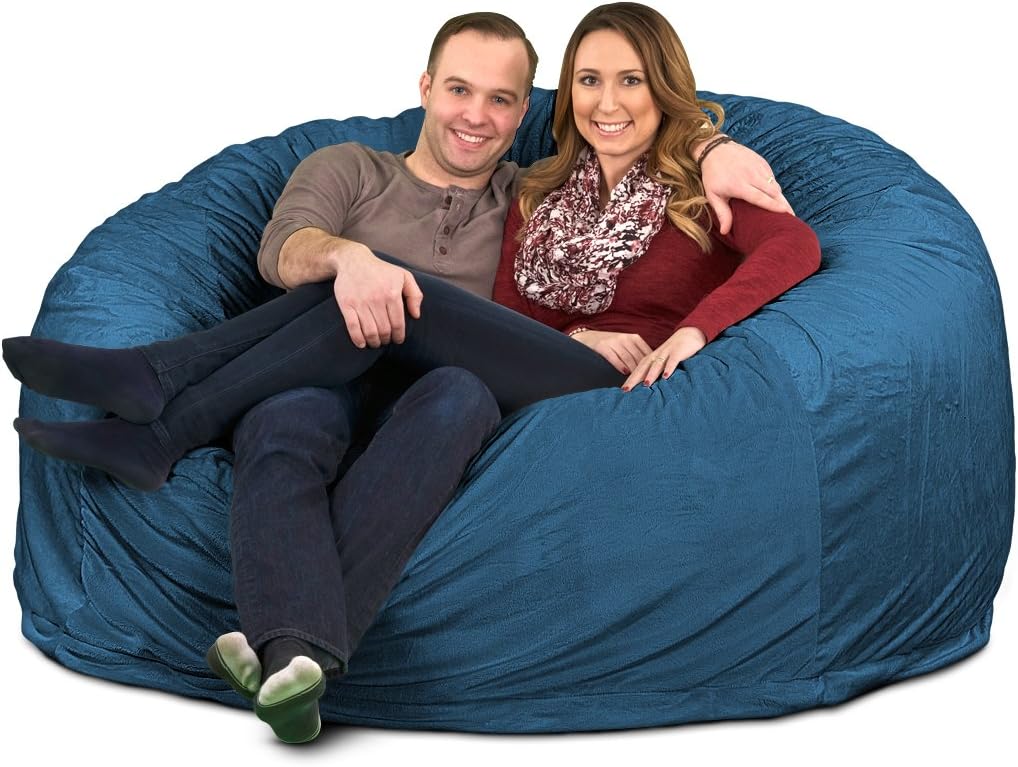 ULTIMATE SACK 6000 (6 Ft.) Bean Bag Chair: Giant Foam-Filled Furniture - Machine Washable Covers, Durable Inner Liner, 100% Virgin Foam. Comfy Bean Bag Chair. (Cloud, Fur)