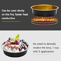 Vista 3 de Beasea Paquete de 20 Moldes para Cheesecake con Tapas, 8 Oz, 4 Pulgadas Moldes Redondos de Papel de Aluminio para Tartas, Contenedor para Muffins