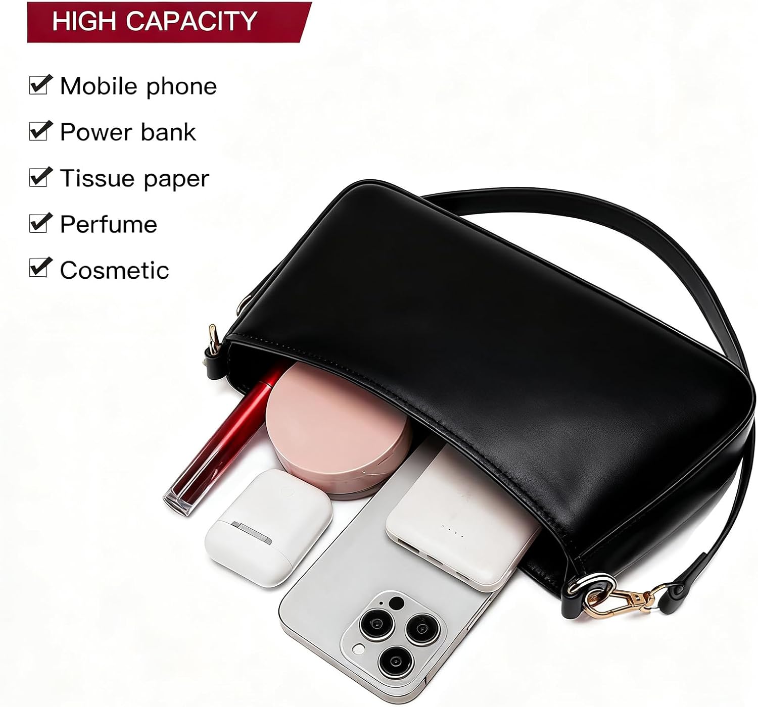 NEBIL Shoulder Bag for Women Small Classic Purses Vegan Leather Clutch Tote HandBags - Image 4