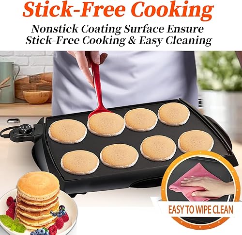 Miniatura 3 de Plancha eléctrica antiadherente extra grande – 16 rebanadas de tostadas francesas a la vez, con tacto fresco, planchas de control de temperatura,