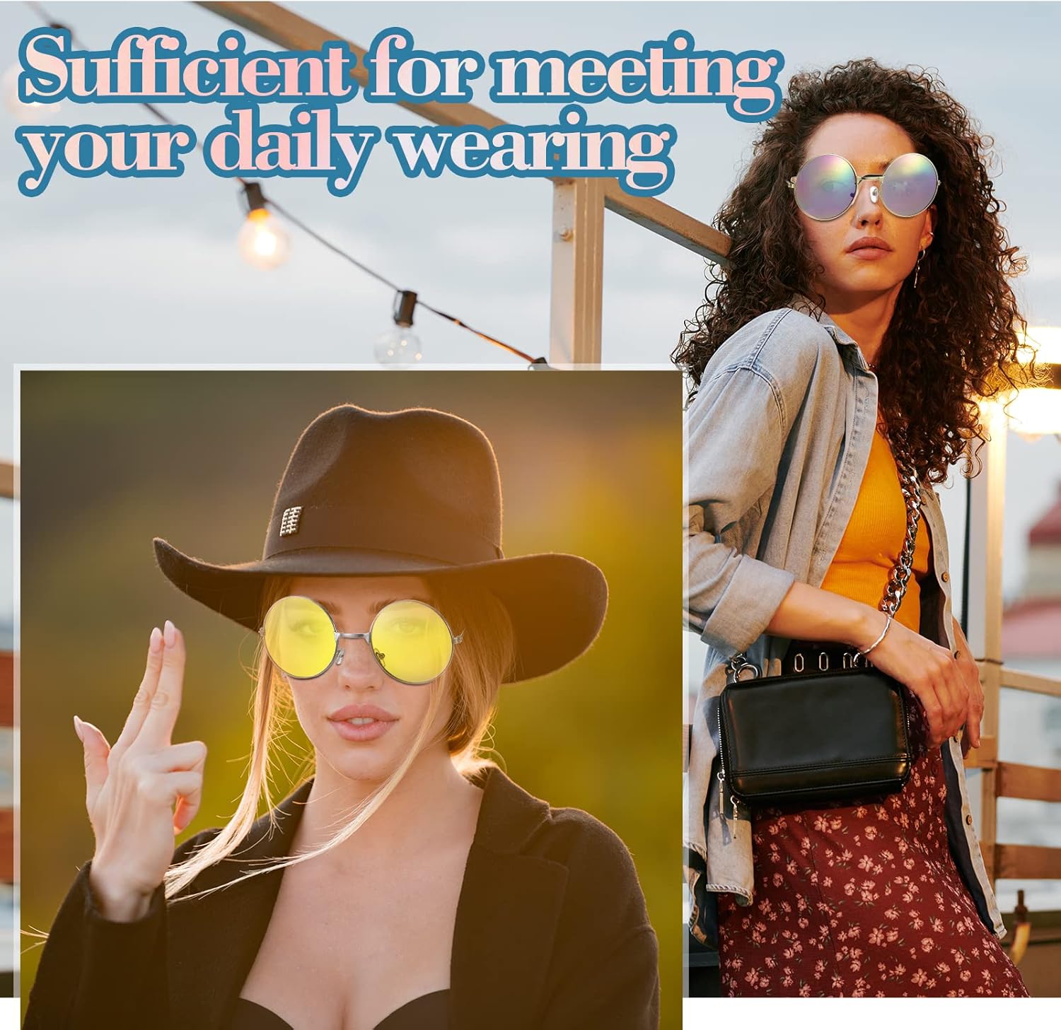 Kingdder 36 Pcs Hippie Round Sunglasses 70s Retro Classic Disco Circle Sunglasses Bulk Tinted Lens Glasses for Party Women Men (Multicolor) - Image 4