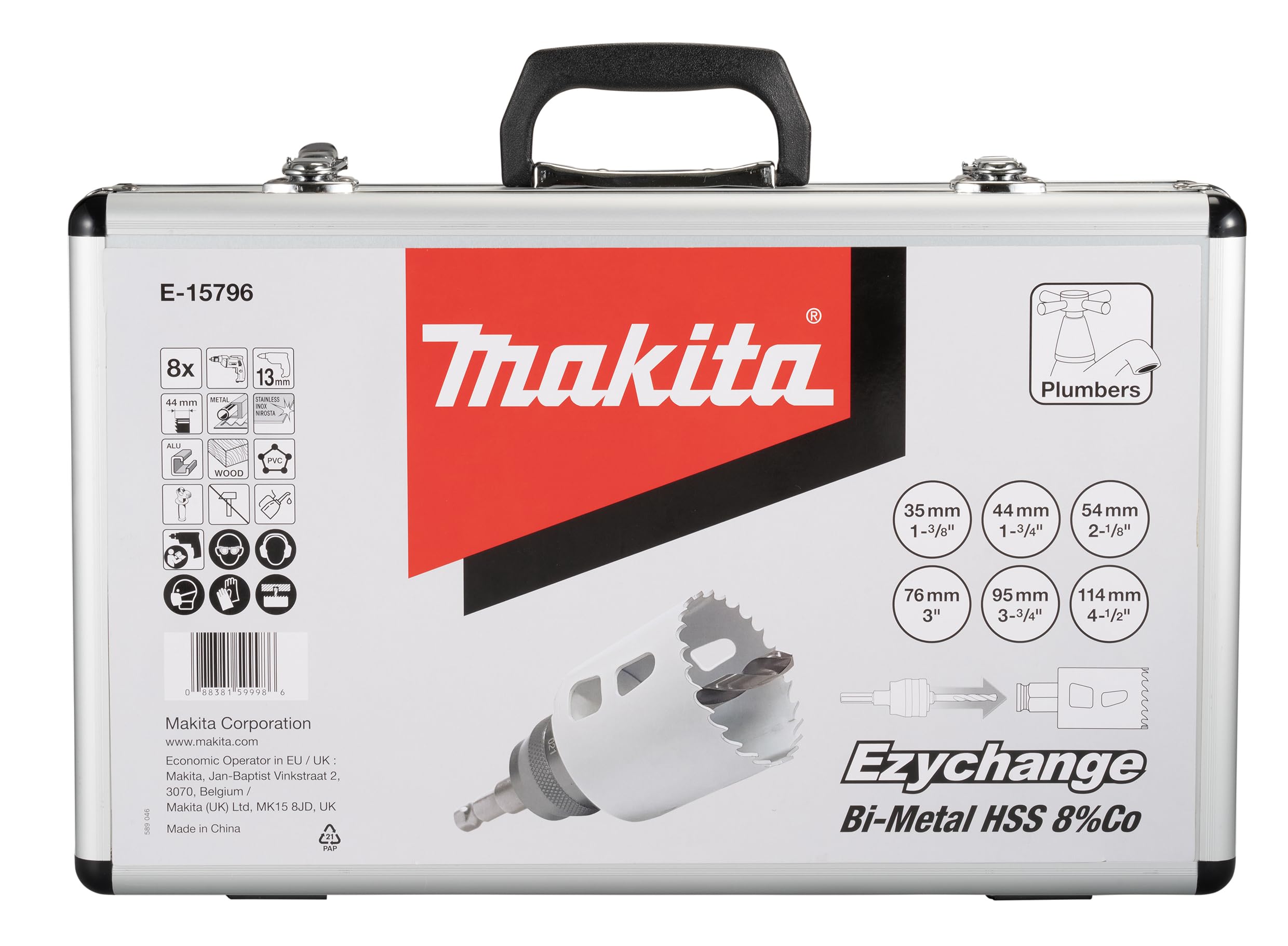 Makita E-15796 Set 8 Seghe A Tazza Ø 35-114mm EZYCHANGE BiM Universale Valigetta