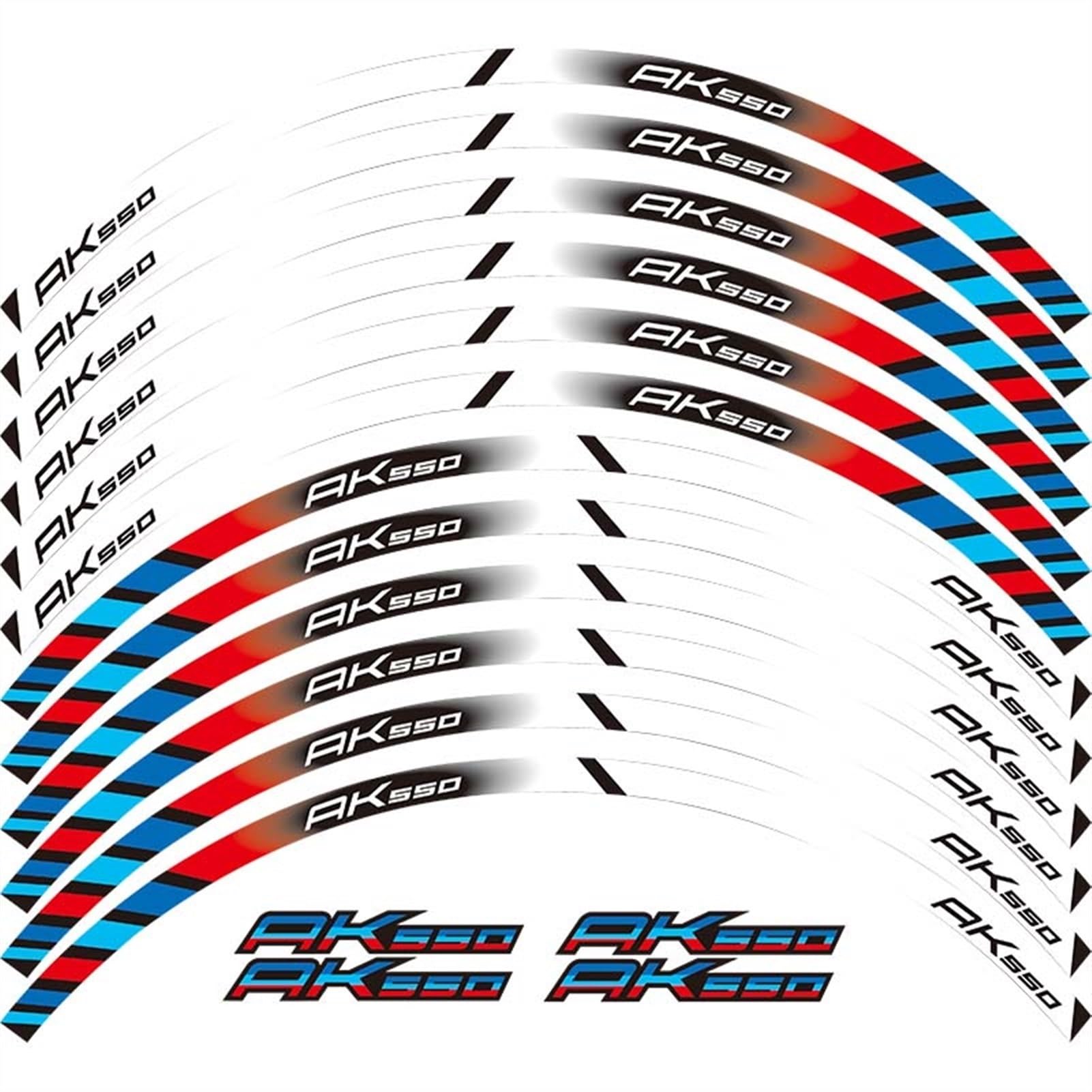 Motorcycle Reflective Wheel Rim Stripe Sticker Front Rear Full Set Decal for KYMCO AK550 Ak 550 Decorative(Color3)
