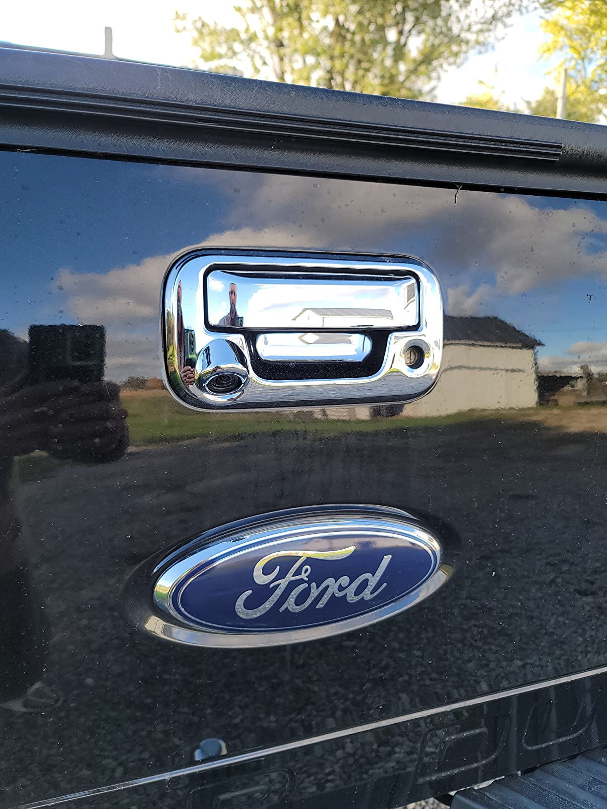 Chrome Tailgate Handle Cover For 2008-2016 Ford Super Duty F-250, F-350, F-450 - Adhesive Overlay, ABS Plastic