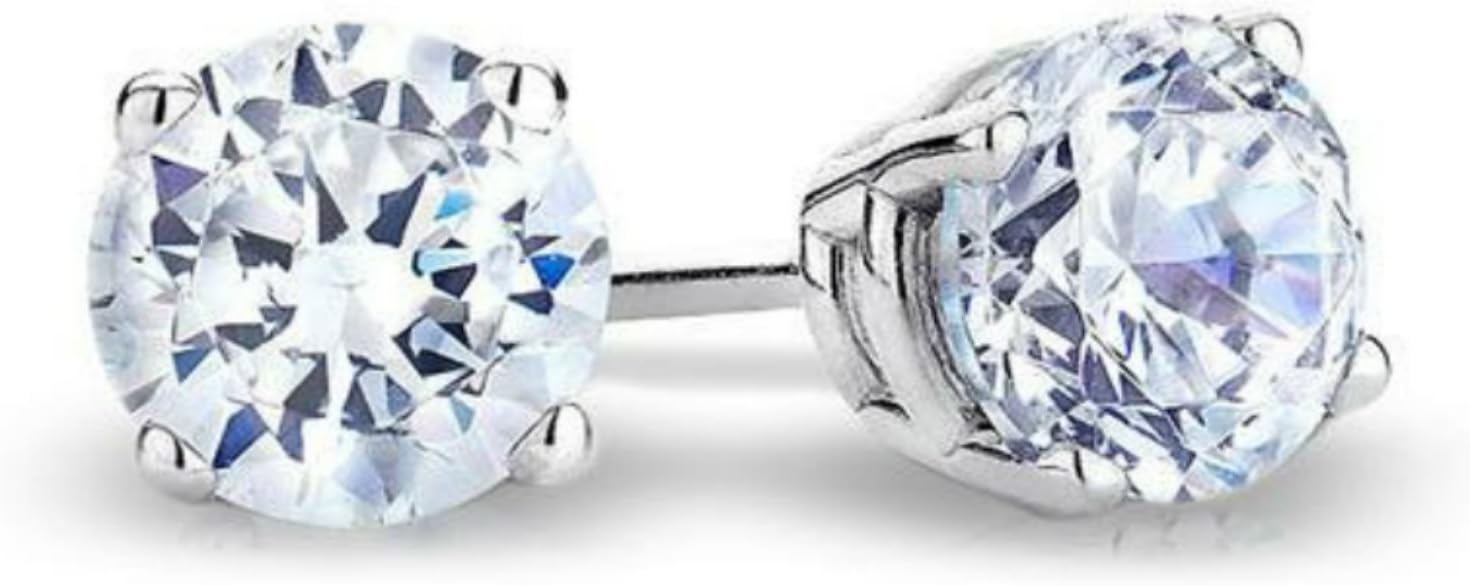 IGI Authenticity Certified Solitaire 14k White Gold Round Diamond Stud Earrings (Color- KLMN, Clarity I3/I4) (0.20 Carat)