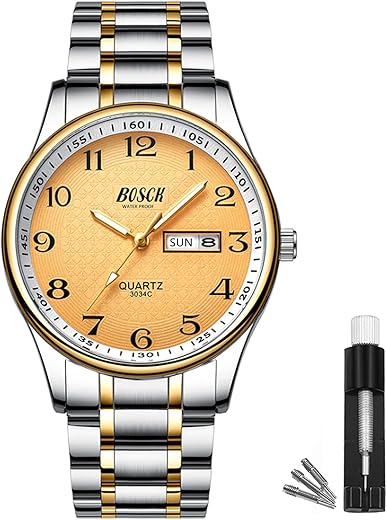 BOSCK Herren Analoguhr, wasserdichte Mode Armbanduhr aus Edelstahl für Herren, Auto Date und Day Watch
