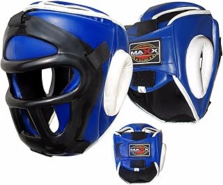 Maxx Head Guard Mma Boxing Training Martial Arts Kick Face Fight, Headgear Muay Thai Removeable Grill Protection Guard Sparring Helmet for Martial Art, Kickboxing, Karate, Mma, Muay Thai