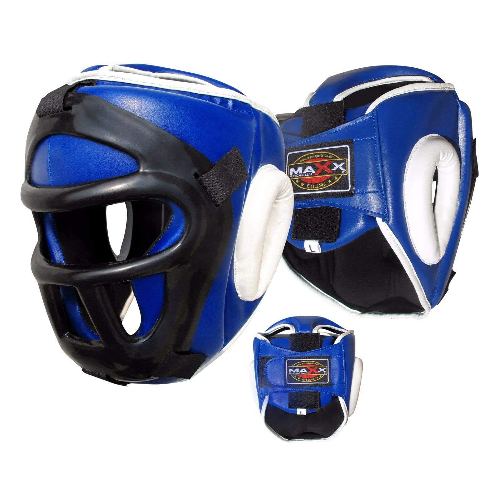 Head Guard Gril Helmet Boxing Headguards Martial Arts Gear Kick Pad Mma Ufc Maxx (Small, Blue/White)