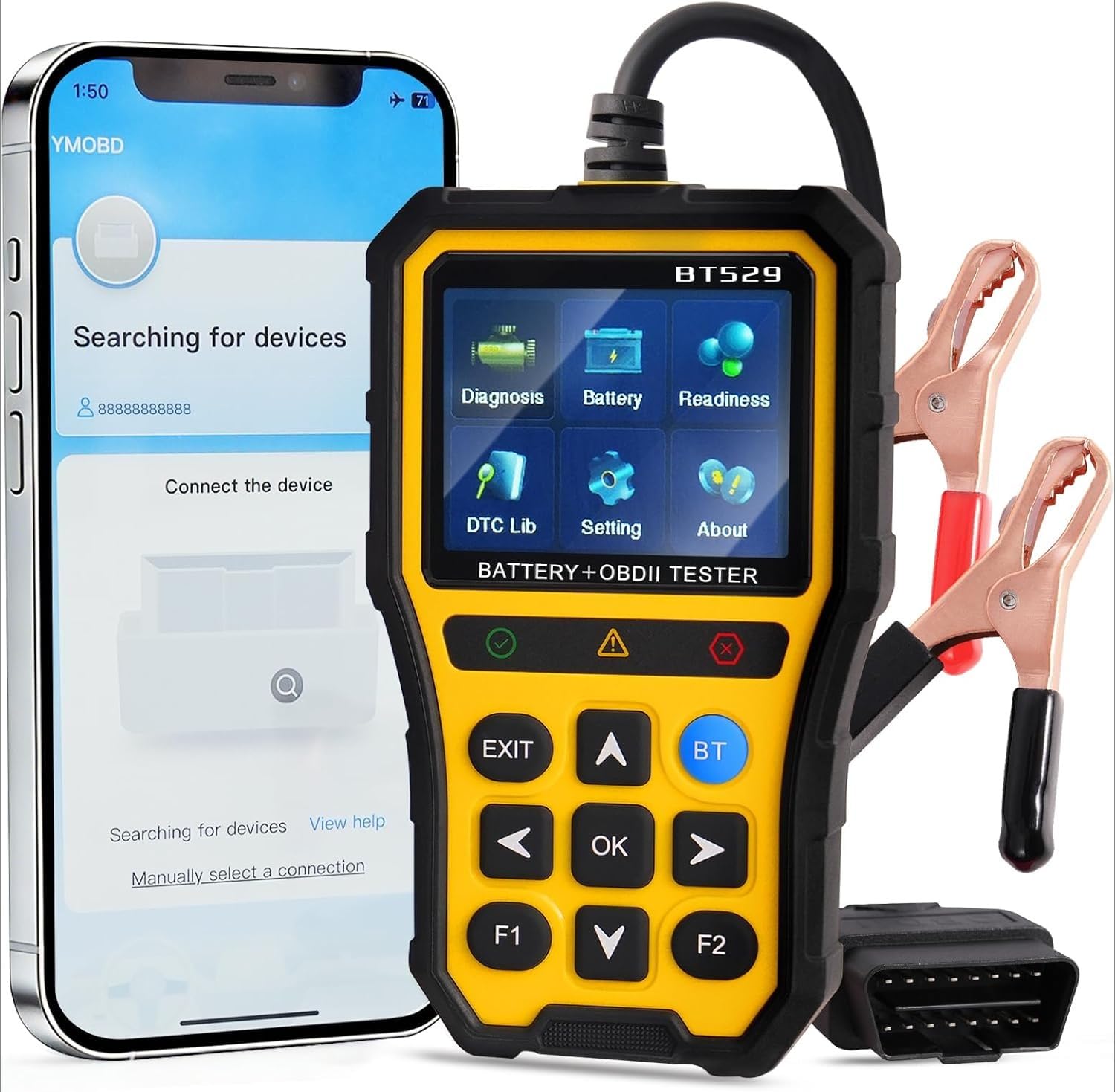 Urządzenie diagnostyczne OBD2 dla wszystkich pojazdów, skaner samochodowy z wszystkimi funkcjami OBDII, tester baterii, monitorowanie i test trwałości, narzędzia diagnostyczne OBDII dla pojazdów 12V i
