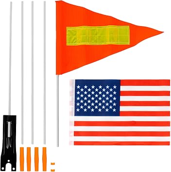 Bike Safety Flag with Pole High Visibility Bicycle Flag for Kids & Adults, Bike Trailer, Trike, Scooter, Wheelchair, Go Kart Safety Flag for Cycling Protection