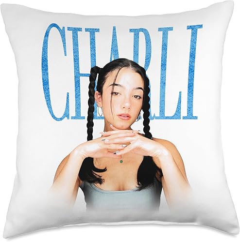 Official D'Amelio Brands Charli D'Amelio - Almohada con diseño de trenza con purpurina, 18 x 18 pulgadas, multicolor