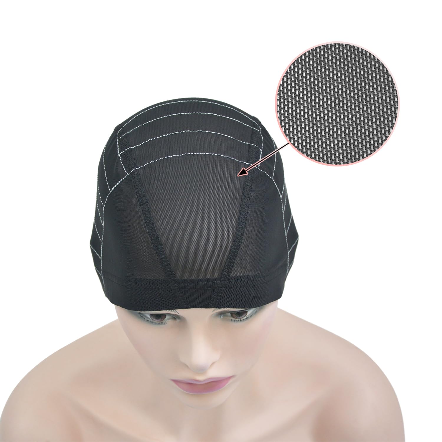 Cappello in filo bianco Elasticità Mesh Cappello Perrucca Cappello per principianti Tessutura per capelli Rete Nero(13x4 M)