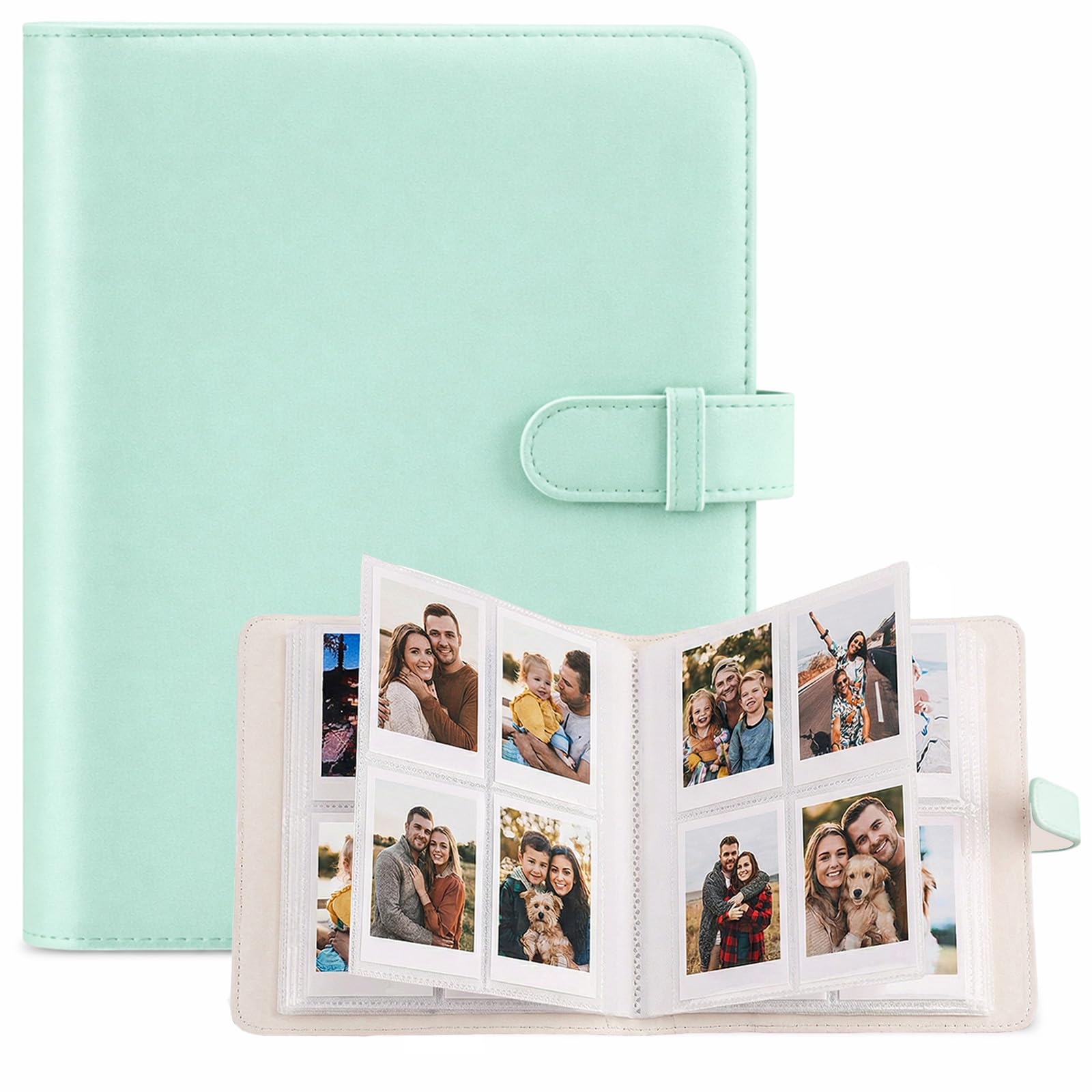 Album fotograficzny 256 kieszeni, mini album do filmów 2 x 3", kompatybilny z Fujifilm Instax Mini 12, 11, 9, 8, 25, 70, 90, 40, 99, SE 7+ Mini LiPlay Link2 EVO, Polaroid Snap PIC-300 (zielony)