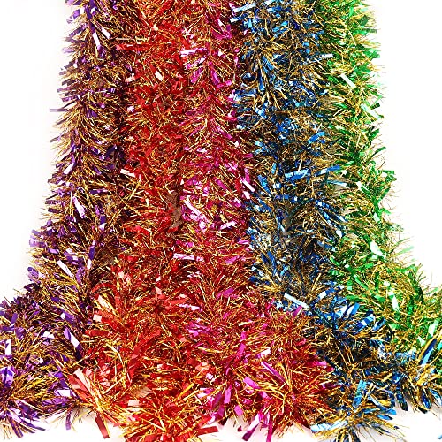 Brinny 11cm X 2m 5PCS Guirlandes Tinsel Noël Suspendus Métallique Tinsel de Sapin Décoration Scintillantes Couleur Mélangée Clinquant pour Mariage Célébration Fête Activités Cover