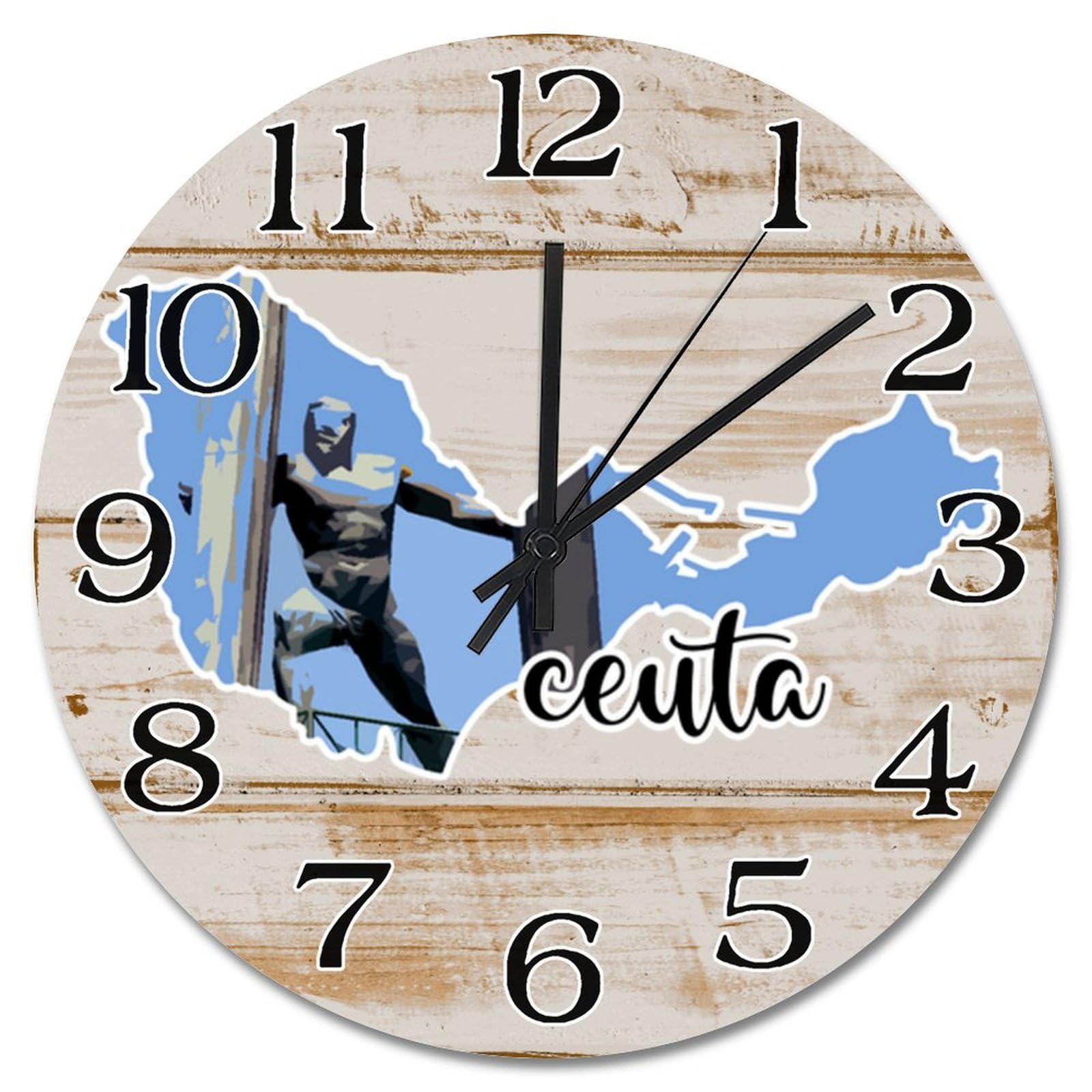 Horloge murale Ceuta 38 cm grand format au design cartographique