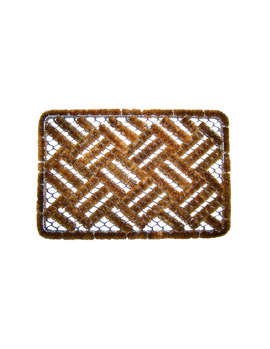 Tapis coco Teckland 40x60 cm paillasson d'entrée brosse extérieur abrité gratte-pieds sol