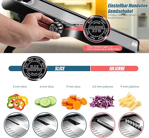Miniatura 4 de Gadhra Cortador de alimentos con mandolina para cocina, cortador de verduras, cortador de frutas, acero inoxidable ajustable para papa, tomate,