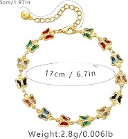 Vista 30 de Delicadas pulseras de oro para mujer, chapado en oro 18, ajustable, mal de ojo, mariposa, cuentas, perla, corazón, turquesa, hecha a mano para mujer