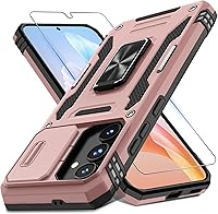 Vista 23 de DEERLAMN - Funda para Samsung Galaxy A15 5G con cubierta deslizante para la cámara + protector de pantalla (1 paquete), soporte giratorio con anillo
