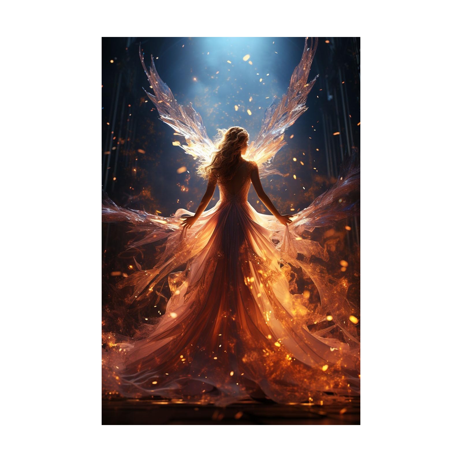 TERUEA Funny Bathroom Wall Art Print Glowing Wings Angel Vintage Humor Wall Art Poster for Bathroom Toilet Decor(Gold)-80x120cm Unframed