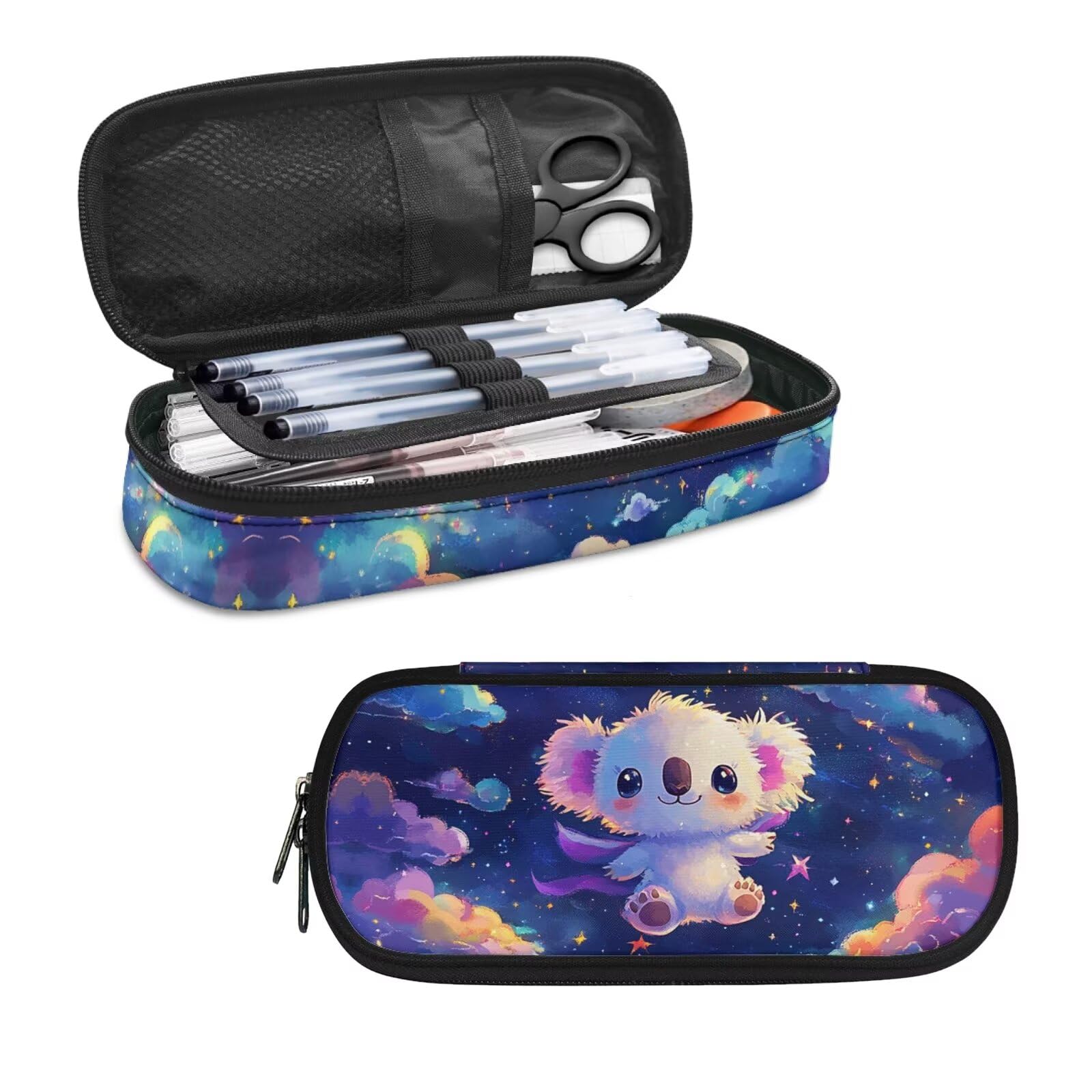 Galaxy Koala Pencil Case for Kids Girls Boys School Pen Box Portable Pencil Holder Stationery Organzier Marker Stationery Pouch Office College School
