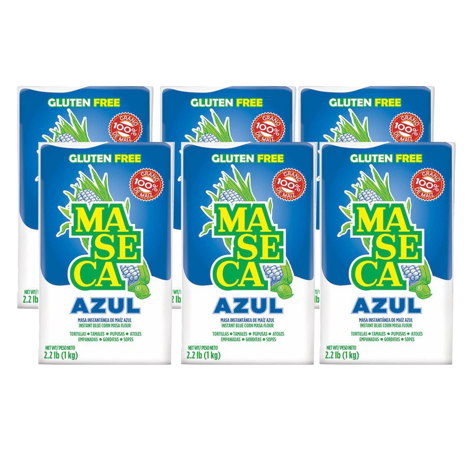 Maseca Azul Instant Corn Masa Flour 2lb 6 Pack by Qualitatt