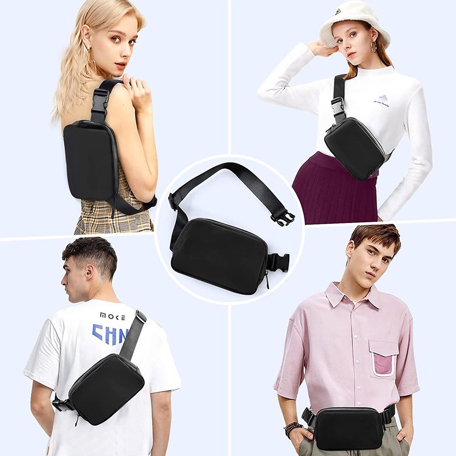 FANDARE Sac Banane Taille Sac Banane pour Hommes Femmes Sacoche Banane Sacoche Ville Chic Fanny Pack Ceinture Sac À Main Pochette Étanche Sac de Randonnée Camping Sac Banane Enfant Fille