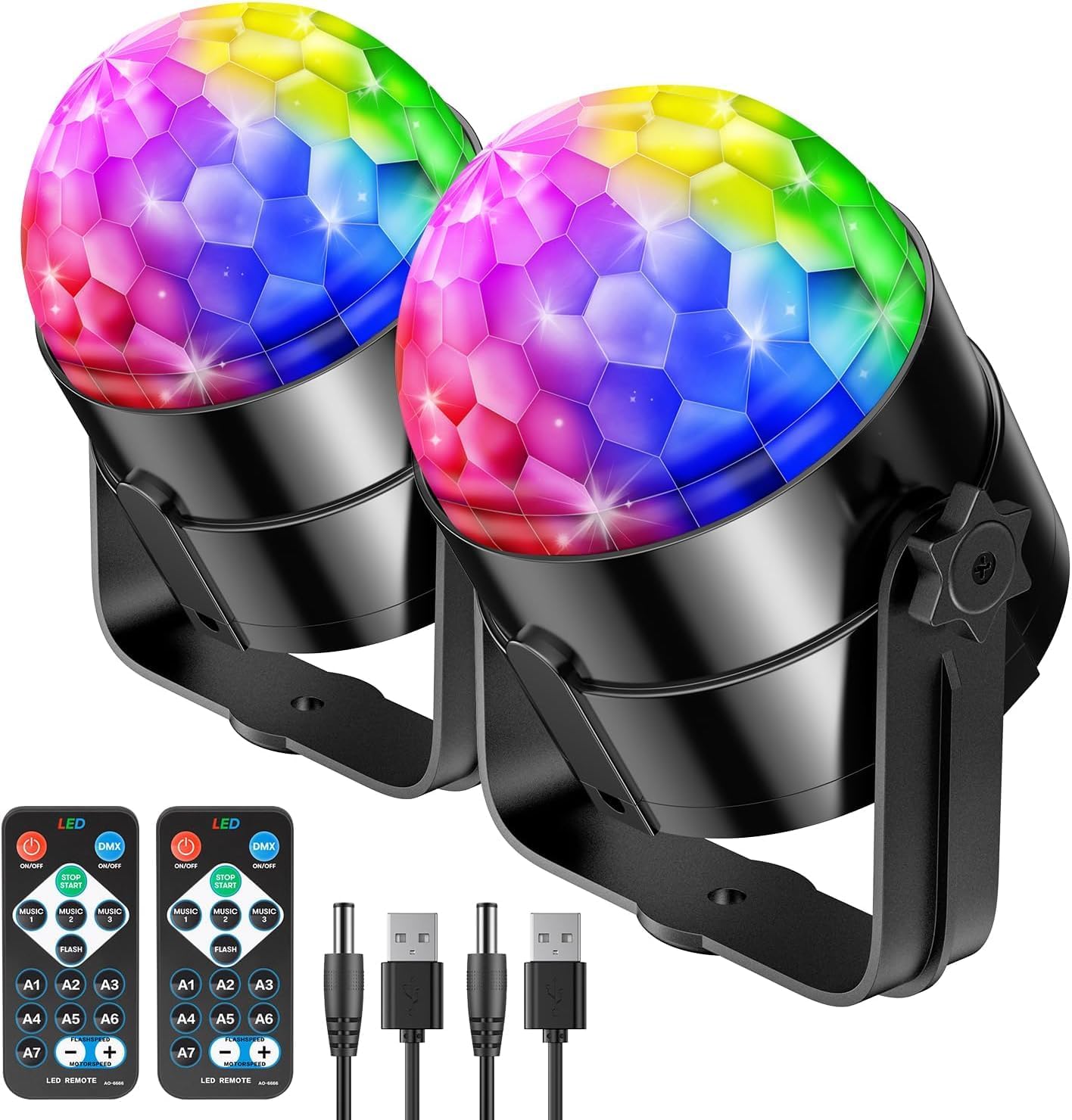 Disco Lights with Remote Control – LED Party Lights with Sound Activated Mode, RGB Strobe Stage Lighting for Home Party, Birthday, DJ, Christmas, Wedding & Room Decoration (2)