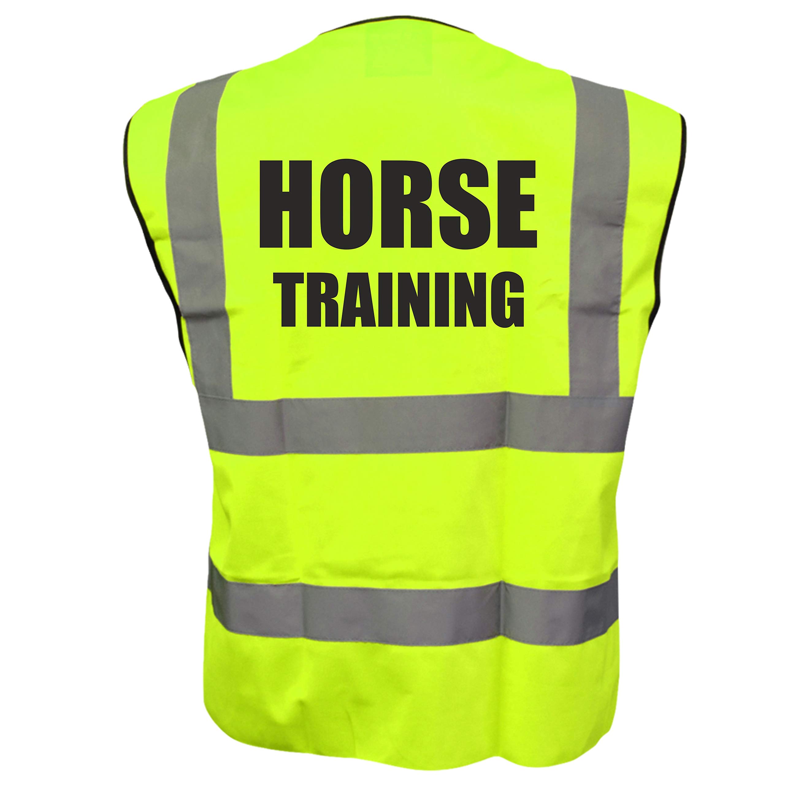 Equestrian HORSE TRAINING Hi Viz Vis Vest Horse Riding Reflective Waistcoat Jacket Road Safety Visibility Yellow Medium