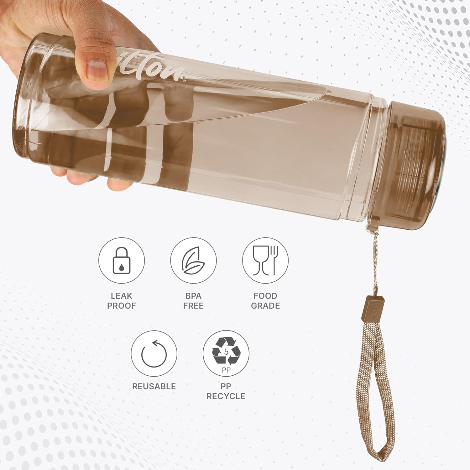 Milton Hector 1000 Pet Water Bottle, 1 Piece, 1 Litre, Brown