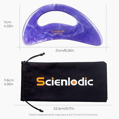 Miniatura 30 de Scienlodic Herramienta de masaje corporal Gua Sha con asa, herramienta Guasha más grande para masaje de espalda, cuello, cara, piernas, drenaje