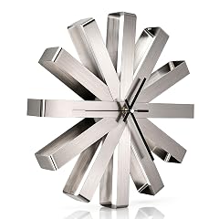 Large Metal Wall Clock, Silver Wall Clock for Living Room Decor, Decorative Hanging Clock Stainless