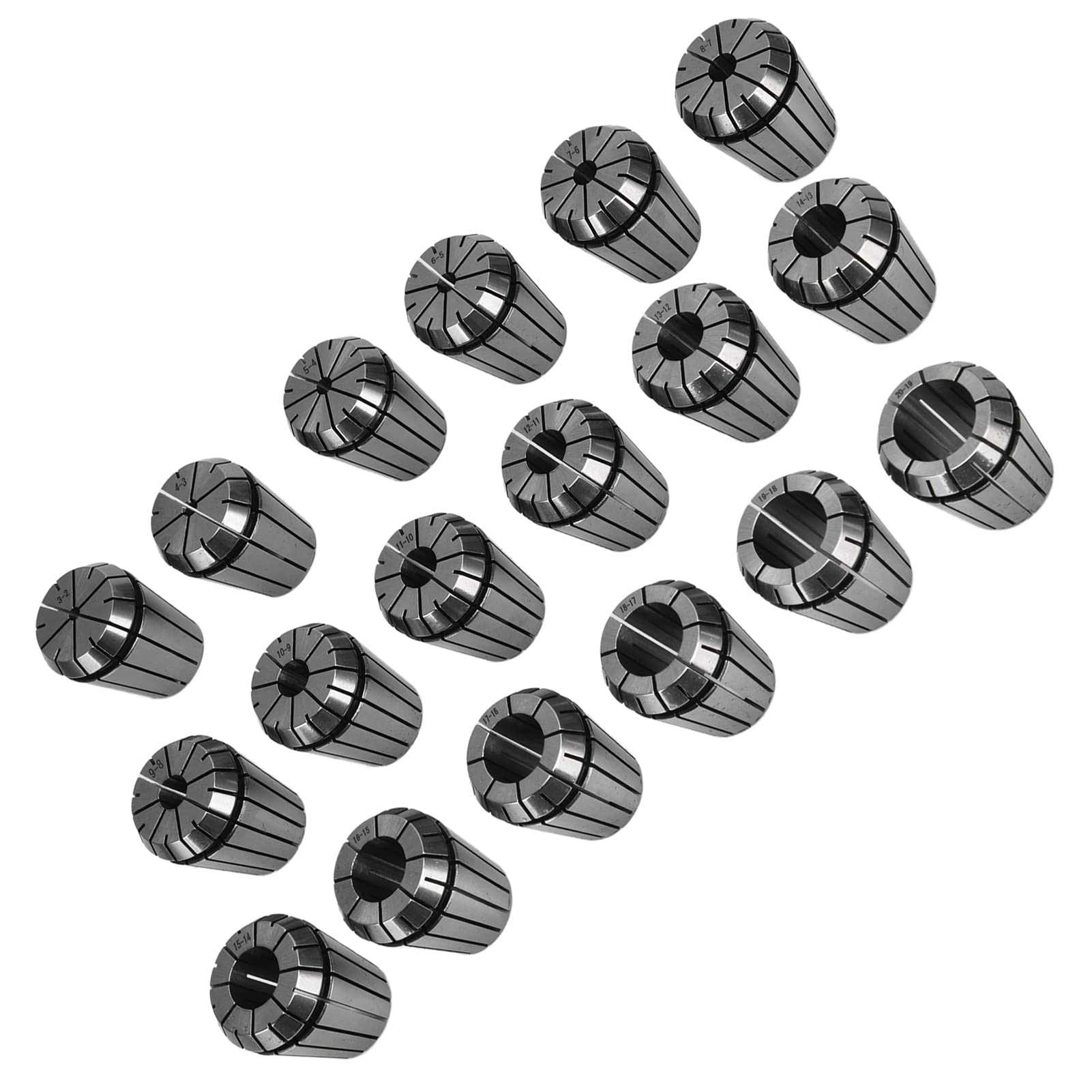 FTVOGUE Zestaw Tulei Zaciskowych Sprężynowych ER32 18 szt. Zestaw Tulei Zaciskowych 3-20 Mm ze Stali Węglowej Uchwytów Tokarskich CNC do Frezowania ze Schowkiem do Grawerki CNC